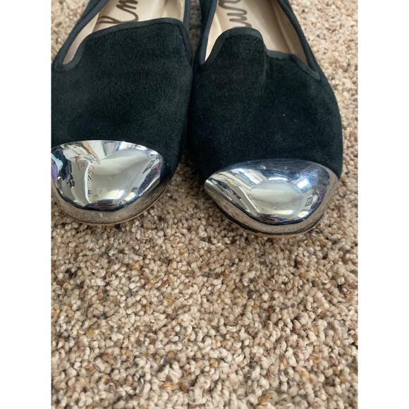 Sam Edelman Aster Black Leather Chrome Toe Flat Slip on 6.5 M Womens Loafer - Picture 9 of 10